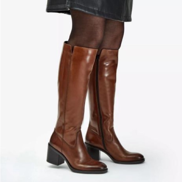 Clarks Shoes - Clarks Chestnut Leather Knee-High Boots